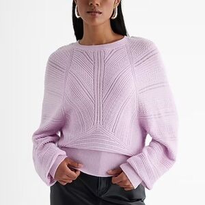 Express Pink Open Stitch Crew Neck Sweater